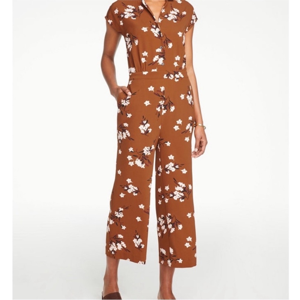 Women's Floral Wide-Leg Jumpsuit - Brown